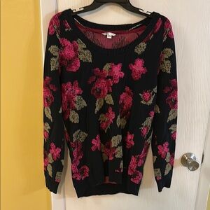 Volcom Floral Black and Pink Sweater